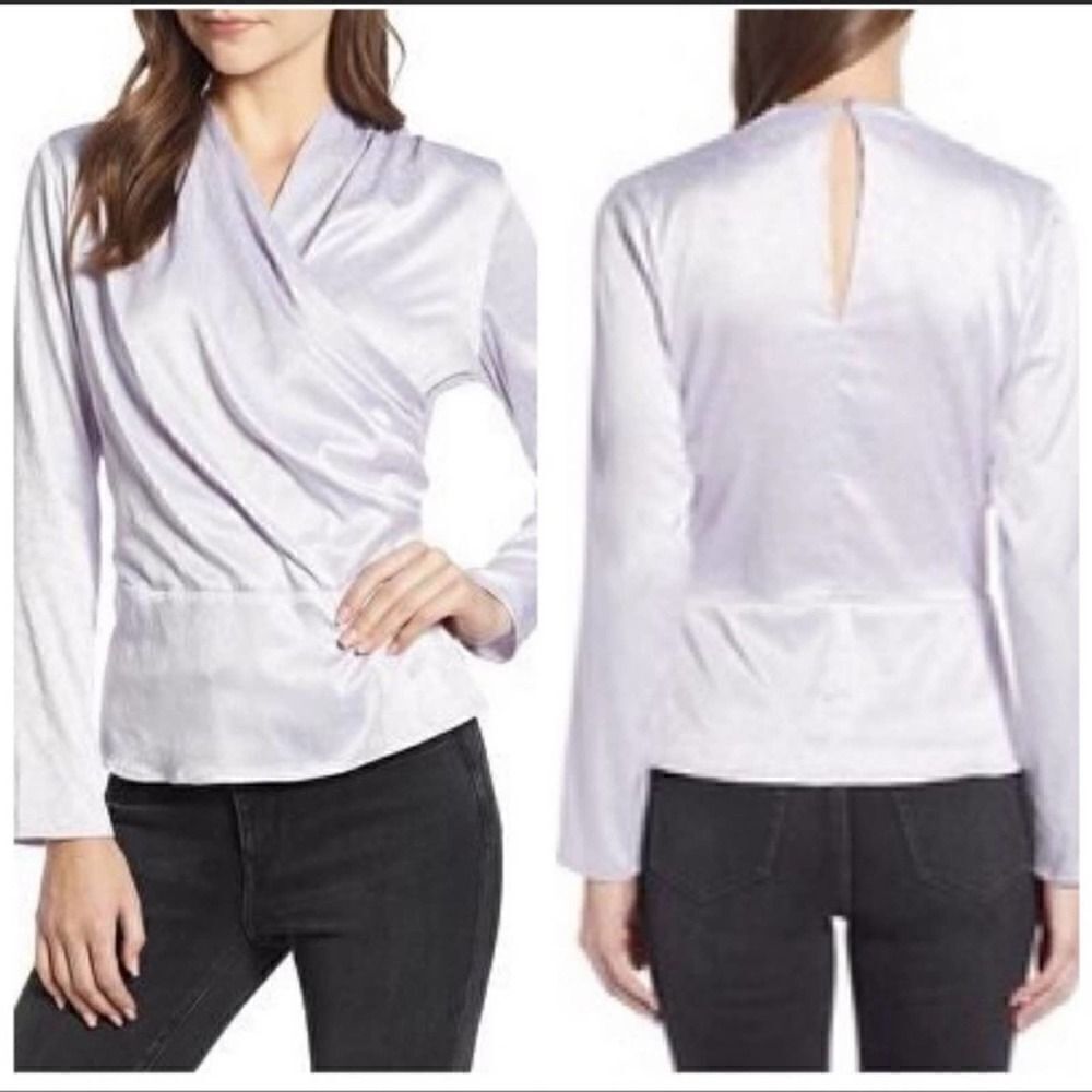 Something Navy Front Wrap Jacquard Top Purple Lilac / XXL NEW